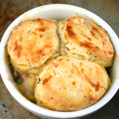 Chicken Pot Pie with Cheddar Dill Biscuits - Mom Loves Baking