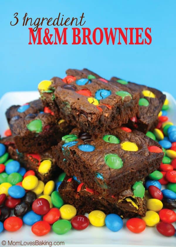 3-Ingredient M&M Brownies - Mom Loves Baking