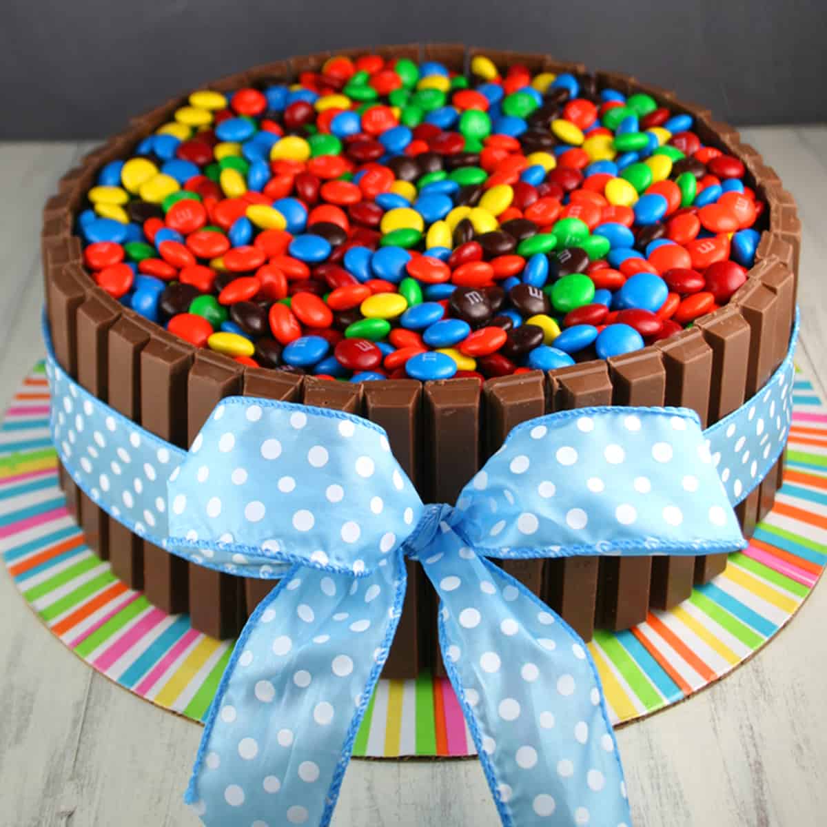 Buttercream Iced 8 inch Cake covered with M&M's