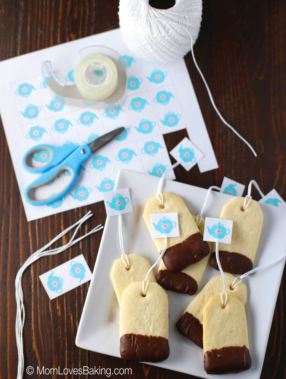 Teabag cookie printable tag to add to baked cookies.