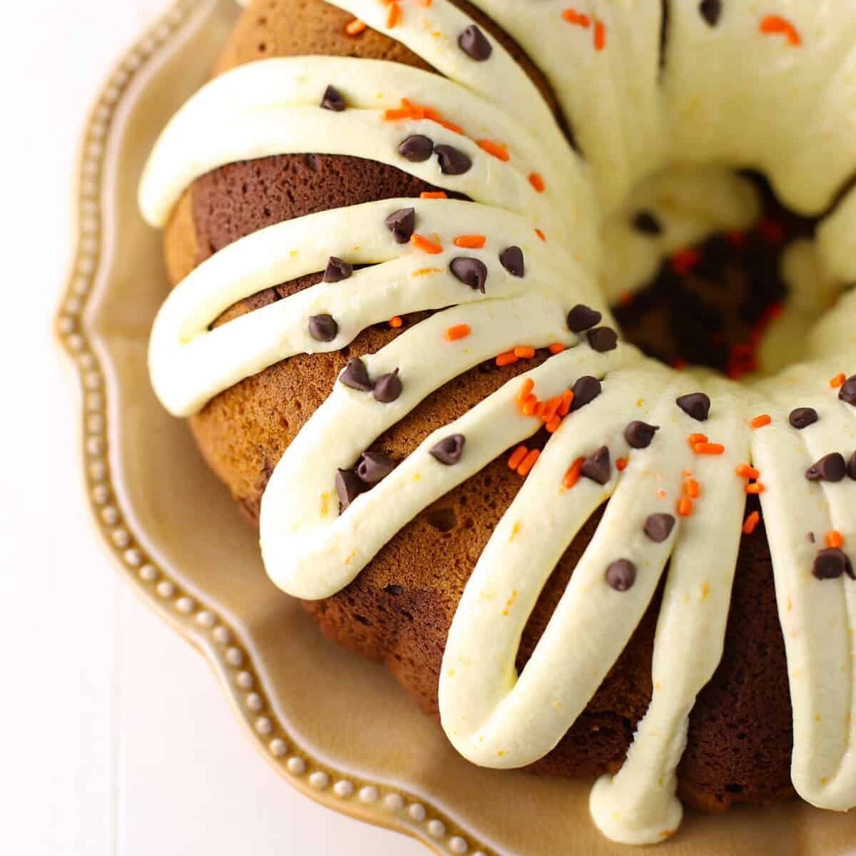 Pumpkin-Chocolate Swirl Bundt Cake - Southern Cast Iron