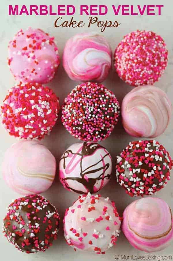 Marbled Red Velvet Cake Pops - Mom Loves Baking