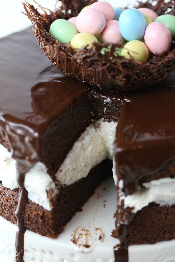 Chocolate Easter Egg Nest Ding Dong Cake - Mom Loves Baking