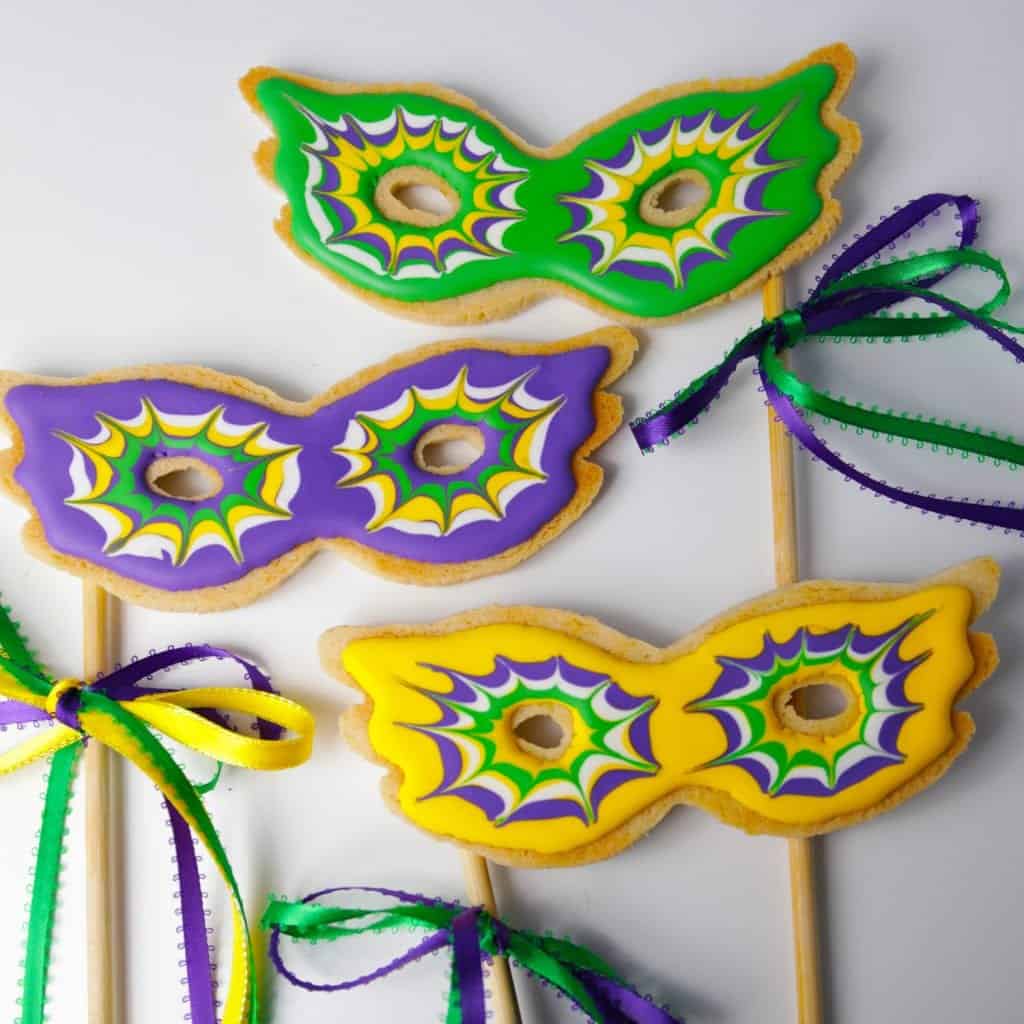 mardi gras mask cookies