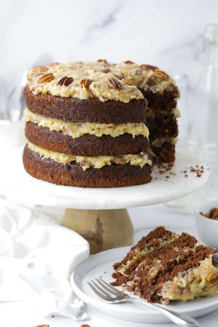 Mom's German Chocolate Cake - Mom Loves Baking