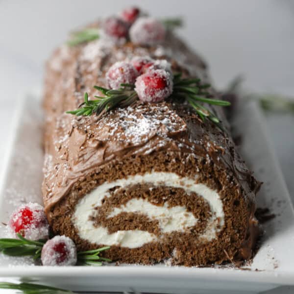 Yule Log Cake (Bûche de Noël) - Mom Loves Baking