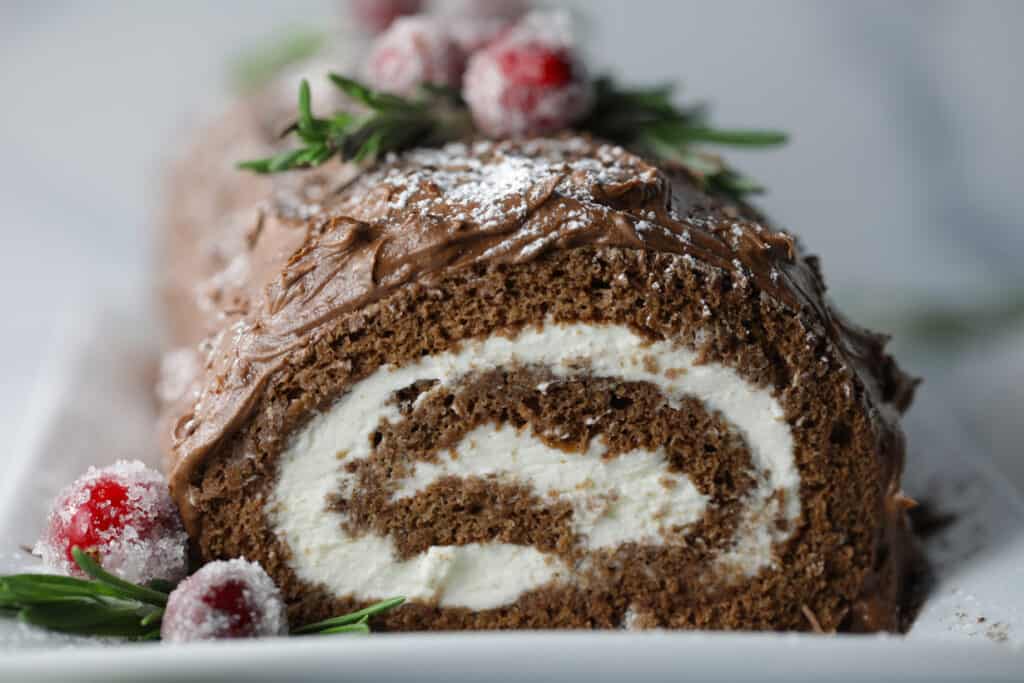 Yule Log Cake (Bûche de Noël) - Mom Loves Baking