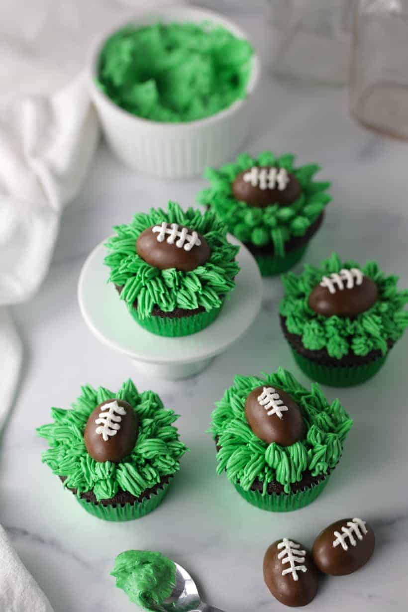 Great for birthdays or football get togethers. The Wilton football cake pan  was used.