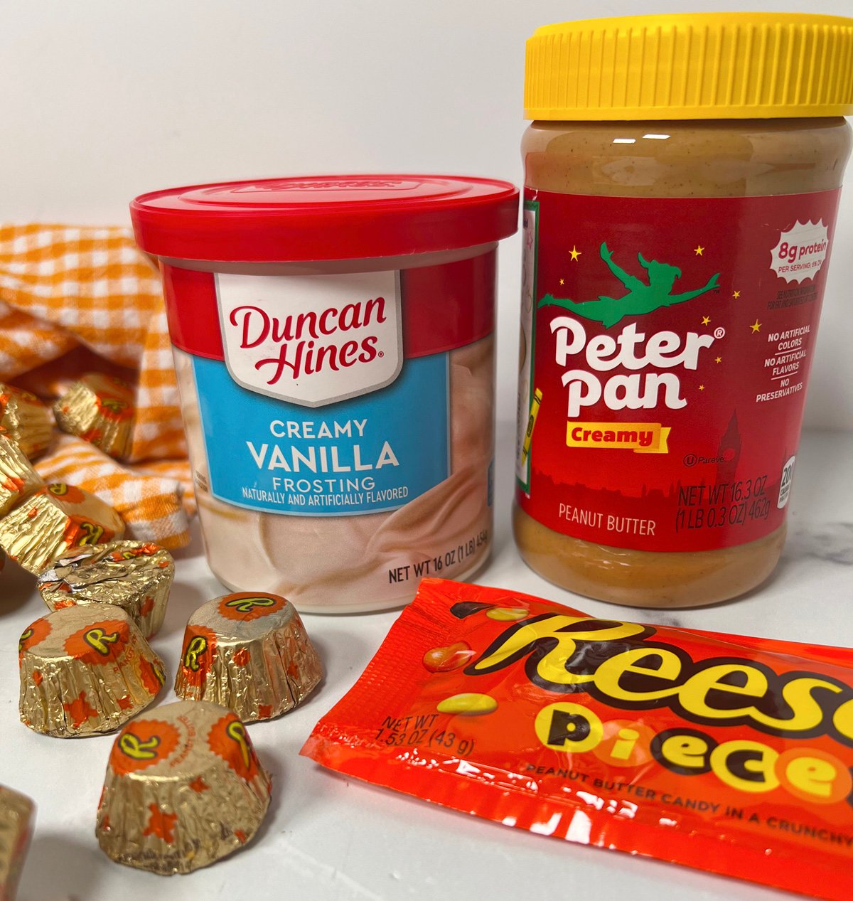 Fudge ingredients on kitchen counter.