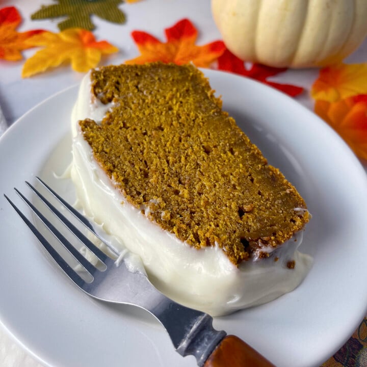 3-Ingredient Pumpkin Bread with Cream Cheese Frosting.