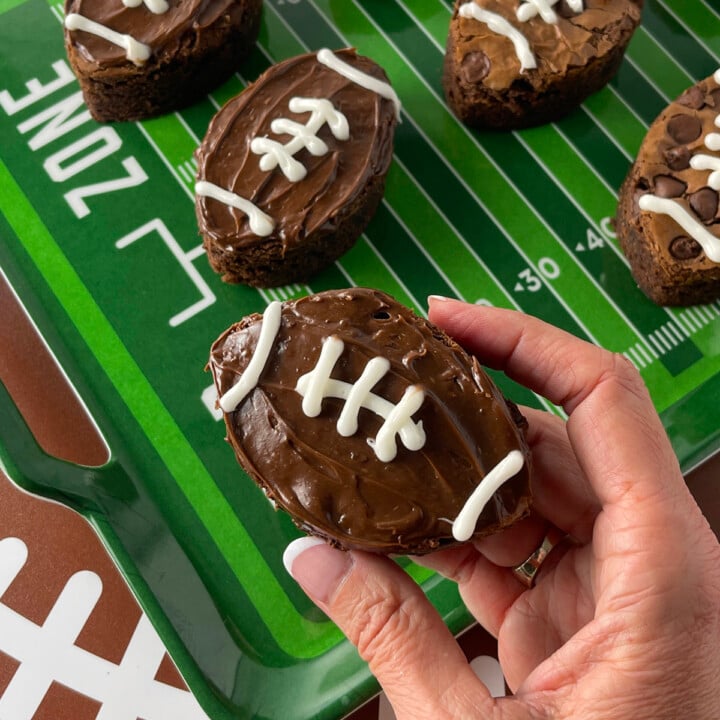 Easy football shaped brownies recipe.