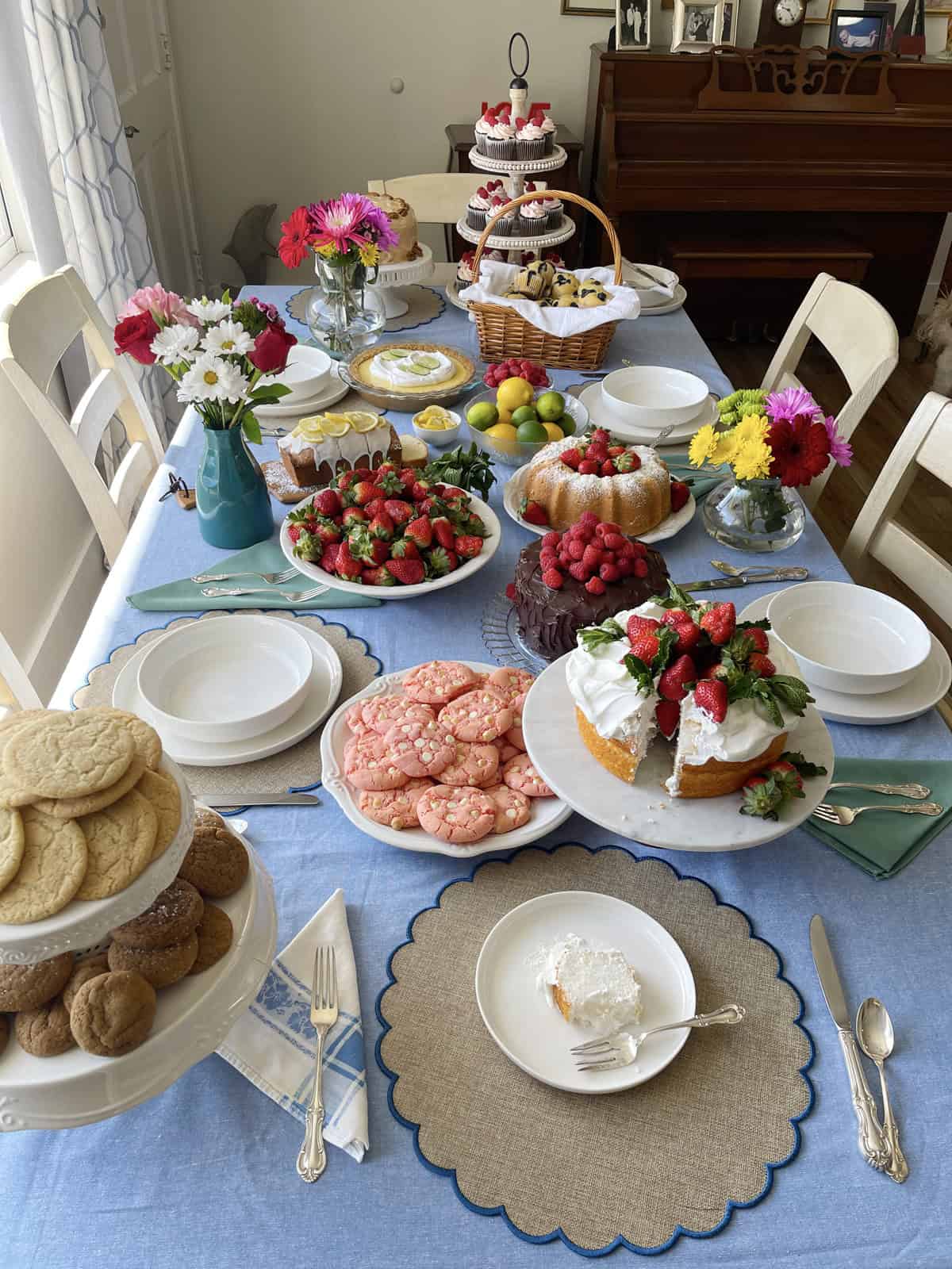 Beautiful desserts displayed on a table.